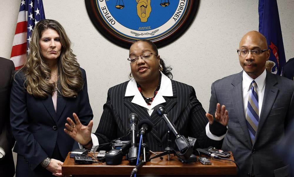 Wayne County Prosecutor Kym Worthy announces second-degree murder charges against Theodore P. Wafer, 54, of Dearborn Heights, during a news conference in Detroit Friday, Nov. 15, 2013. (Paul Sancya/AP)