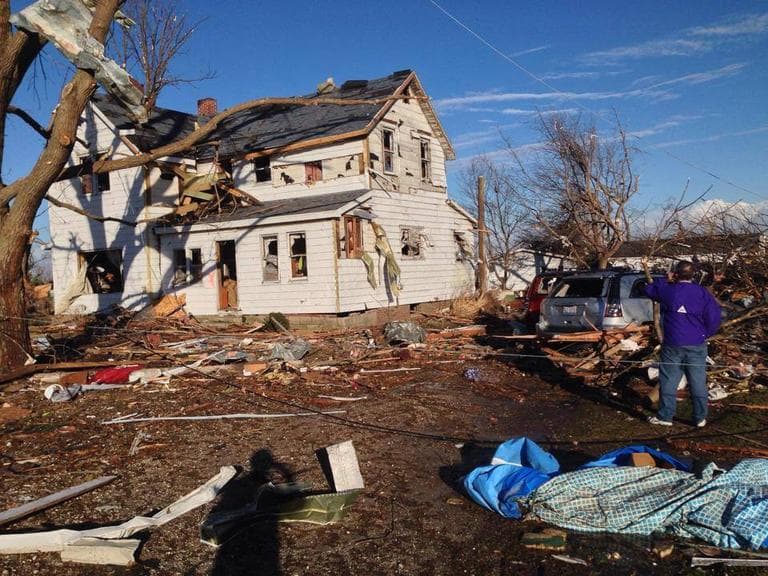 A tornado-damaged house in Gifford, Ill. (Sean Powers/WILL)