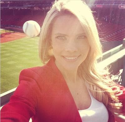 During her first visit to Fenway Park, reporter Kelly Nash took this selfie of herself, later saying &quot;Most dangerous selfie ever. That happened&quot; on Instagram. (knashsports/Instagram)