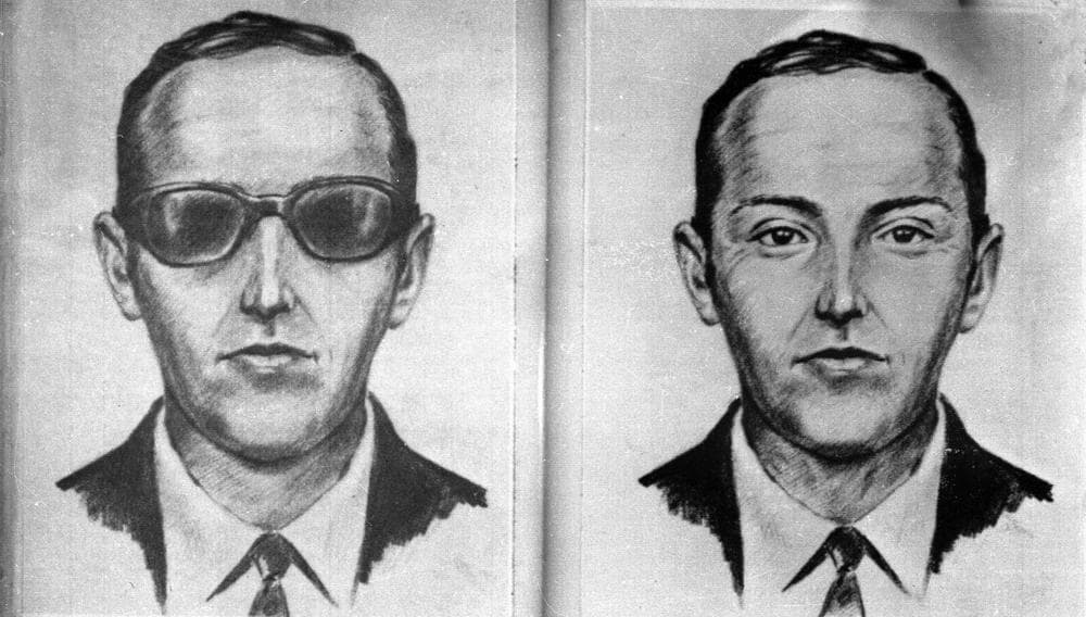 An undated artist's sketch provided by the FBI shows a rendering of the skyjacker known as 'Dan Cooper' and 'D.B. Cooper', from the recollections of passengers and crew. (FBI)