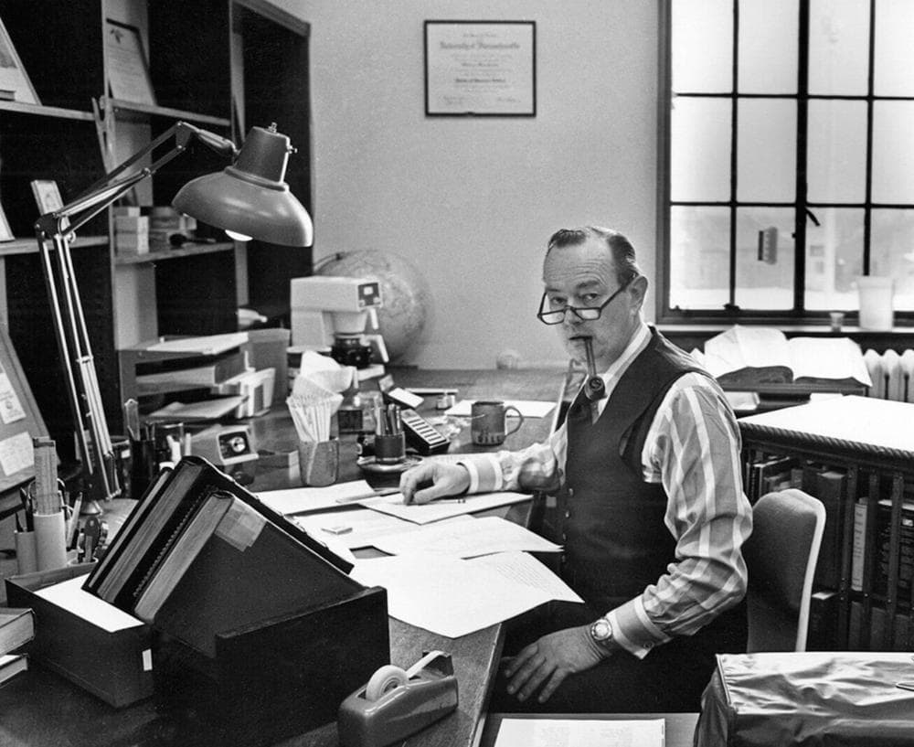 Author William Manchester works in his Wesleyan University office in Middletown, Conn., circa 1979-80. Manchester died in his Middletown home on Tuesday, June 1, 2004. He was 82. (William Van Saun/AP)