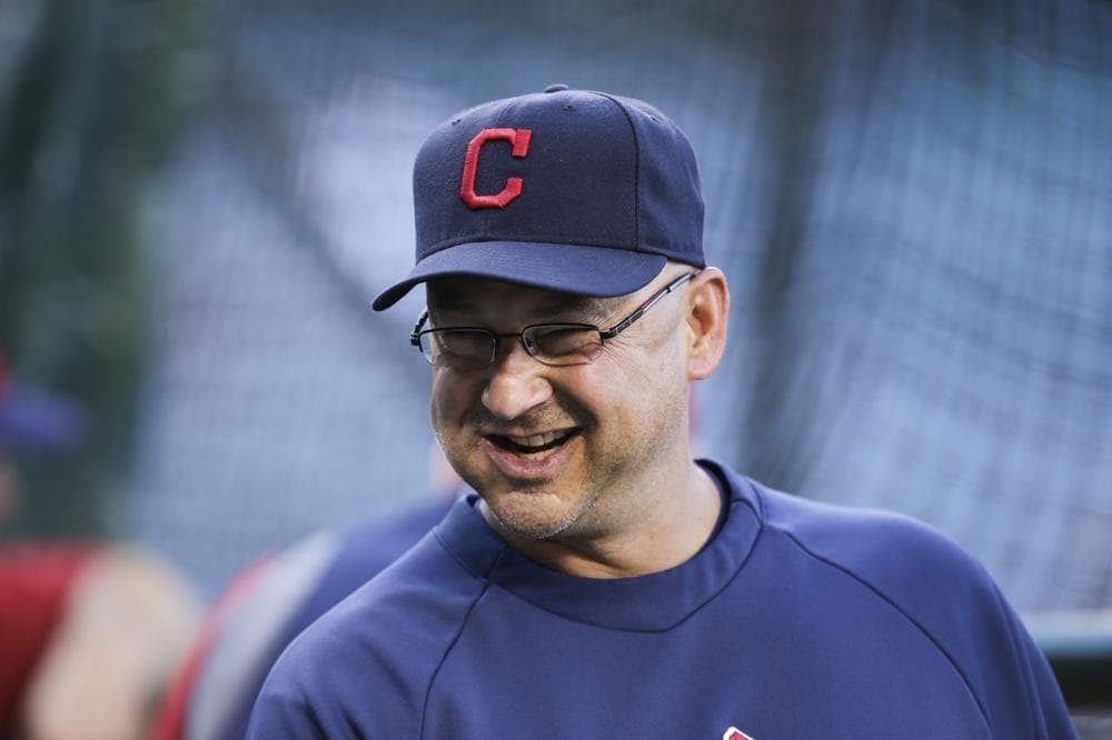 Cleveland Indians manager Terry Francona smiles during practice for a baseball game against the Los Angeles Angels, August 2013. (AP/Jae C. Hong)