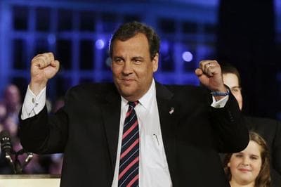 Republican New Jersey Gov. Chris Christie celebrates his election victory in Asbury Park, N.J., Tuesday, Nov. 5, 2013, after defeating Democratic challenger Barbara Buono. (AP)