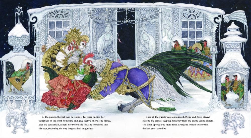 Pecky falls into the prince's arms at the ball. (Click to enlarge)