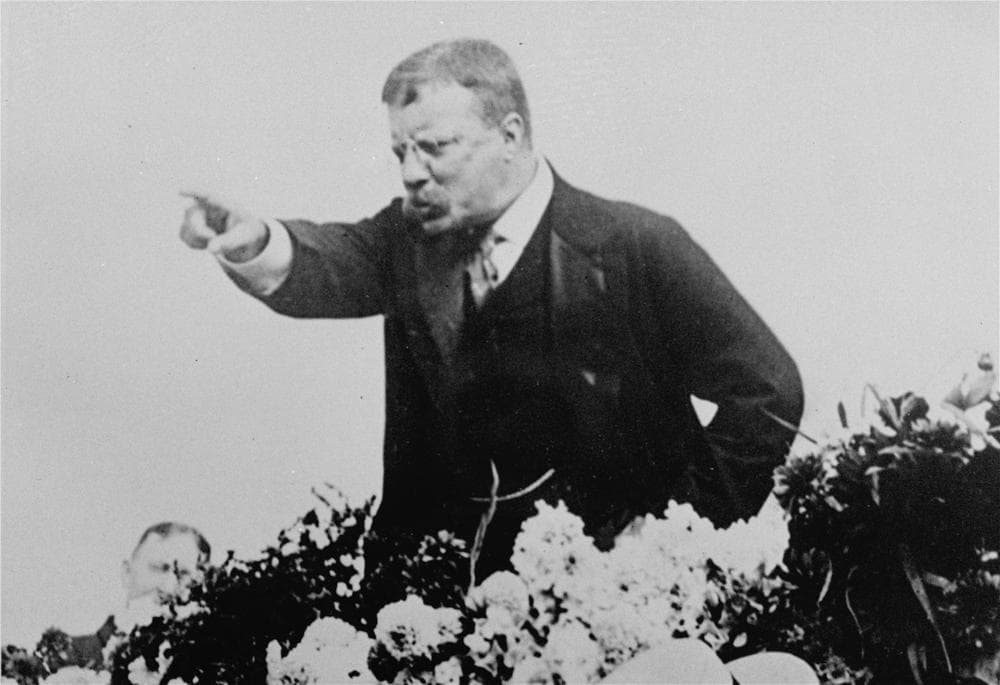 With characteristic fervor, Theodore Roosevelt stumped for William McKinley during the Presidential campaign of 1900. (Brown Brothers/AP)