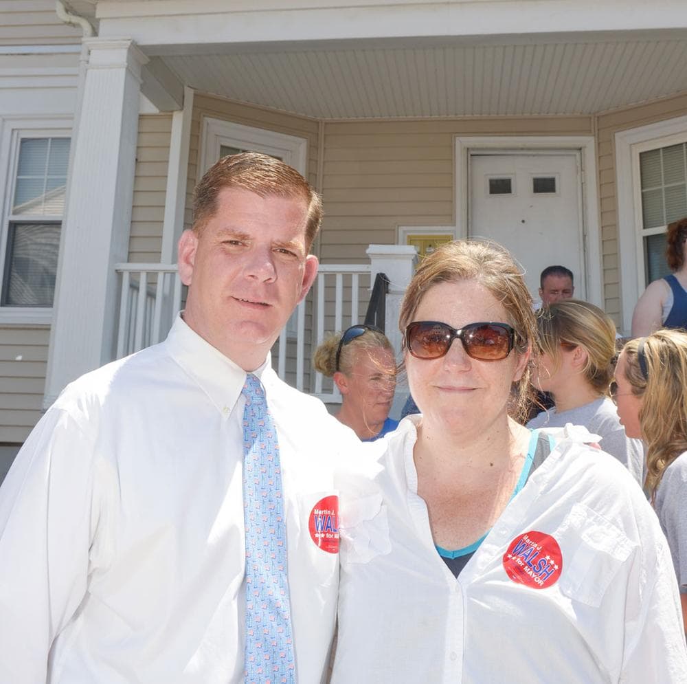 Joyce Linehan (right) with Marty Walsh. (Mike Ritter)