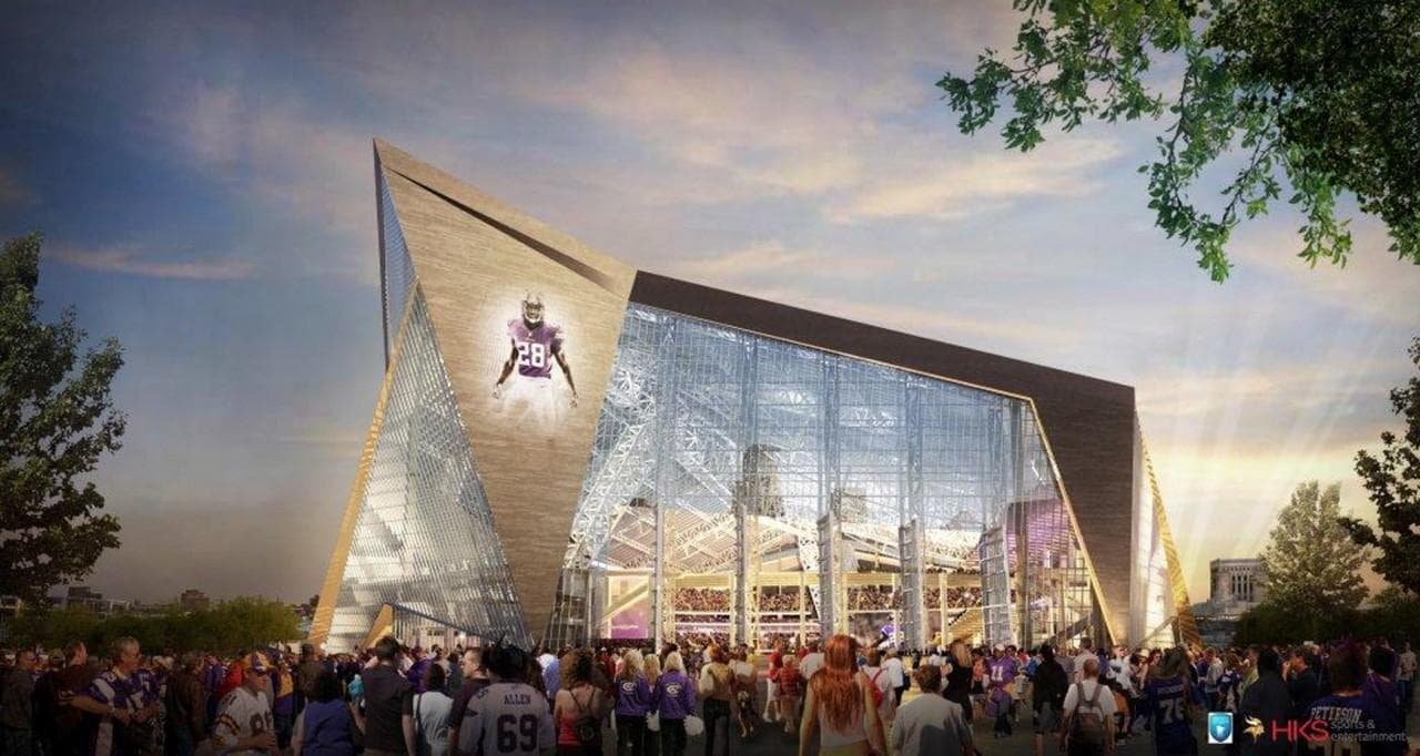 The new Vikings' Stadium is reminiscent of the Beijing Olympics' Water Cube. (HKS/AP)