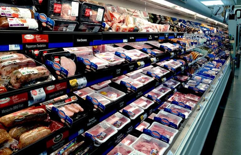 The meat section at a Hyvee supermarket in Columbia, Missouri. (Abbie Fentress Swanson)