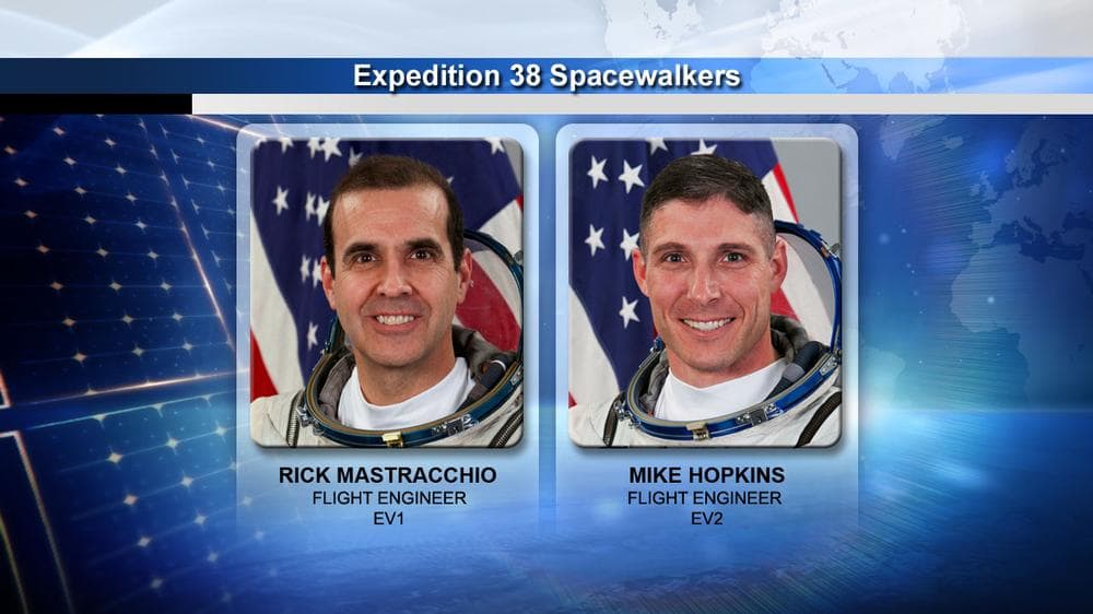 Flight Engineers Rick Mastracchio and Mike Hopkins are preparing for a series of spacewalks to remove a failed pump module and install a spare pump module. (NASA)