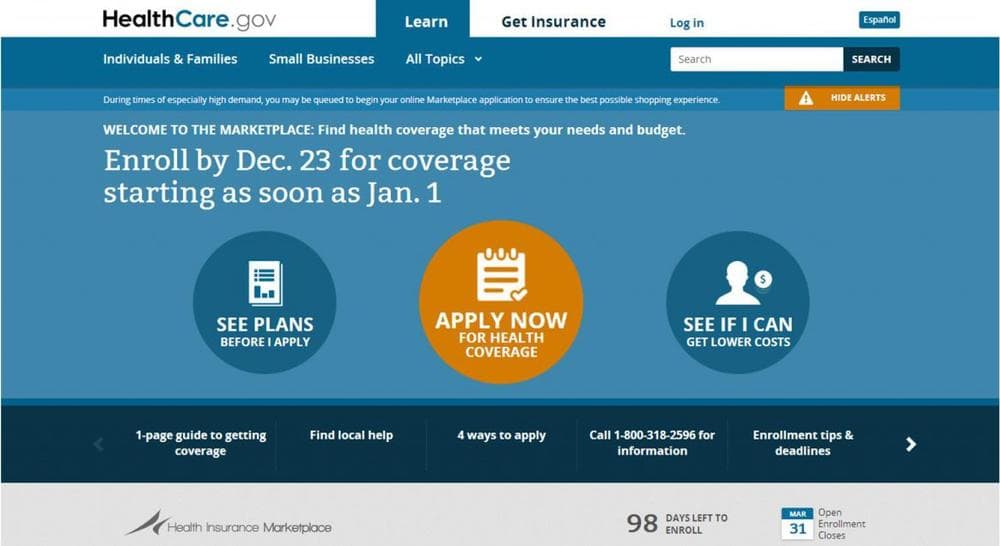 Today is the deadline to sign up for health care on the federal HealthCare.gov website. (Screenshot HealthCare.gov)