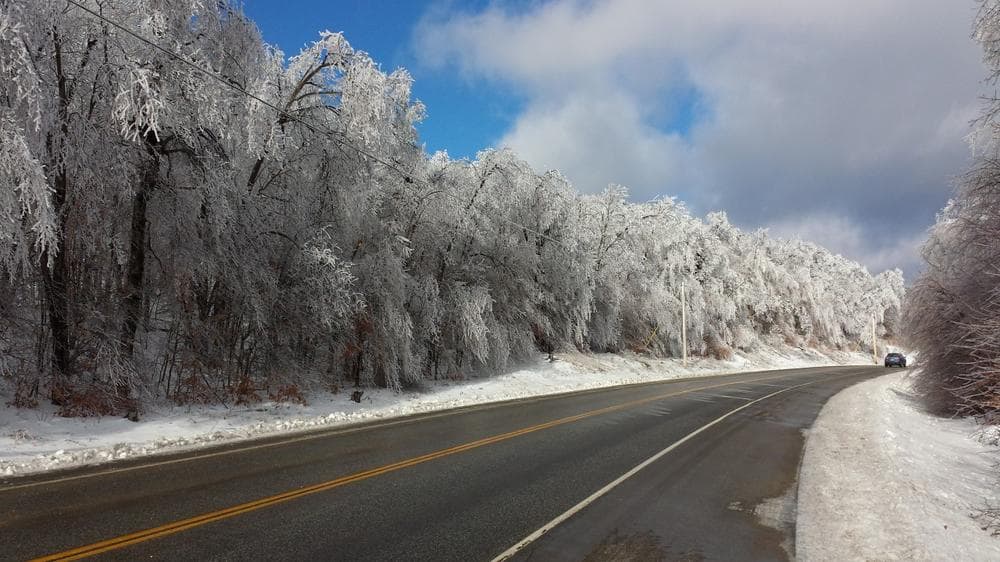 An ice storm in Maine has left thousands without power. Power has been restored to Buckfield, Maine, where this photograph was taken on Streaked Mountain Road (Rte. 117) on Dec. 24, but parts of Central Maine remain without power. (Tim Werwath)