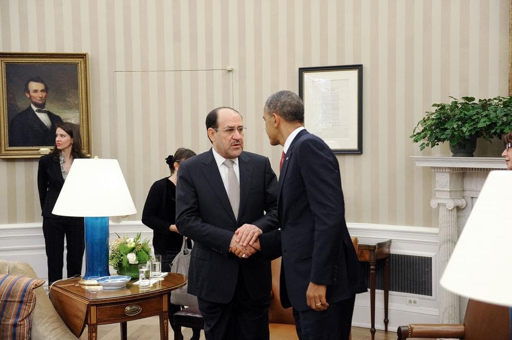 Iraqi Prime Minister Nouri Al-Maliki meets with U.S. President Barack Obama on November 1, 2013 in Washington, DC. Al-Maliki requested additional U.S. assistance in battling a rising wave of violence in Iraq. The U.S. subsequently sent arms and surveillance equipment to Iraq. (Olivier Douliery/Getty Images)