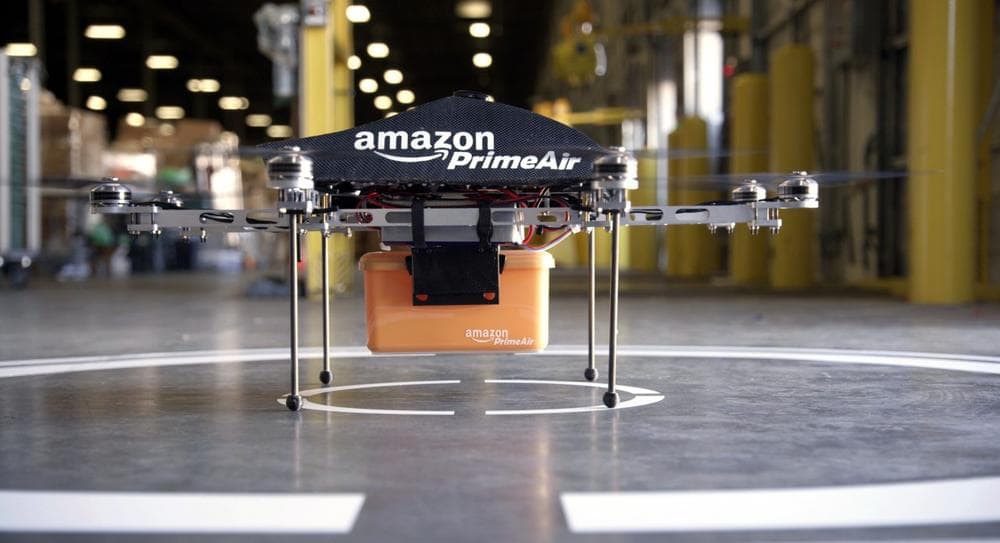This undated image provided by Amazon.com shows the so-called Prime Air unmanned aircraft project that Amazon is working on in its research and development labs. Amazon says it will take years to advance the technology and for the Federal Aviation Administration to create the necessary rules and regulations, but CEO Jeff Bezos said Sunday Dec. 1, 2013, there's no reason drones can't help get goods to customers in 30 minutes or less. (AP Photo/Amazon)