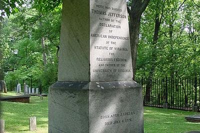 On President Thomas Jefferson's gravestone in Virginia, his promotion of the Statute of Virginia for Religious Freedom was one of the three things he was most proud of. (Creative Commons)