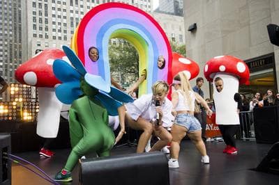 Miley Cyrus performs on NBC's &quot;Today&quot; show on Monday, Oct. 7, 2013 in New York. The pop star's dance moves lead to one of 2013's most widely-discussed words, &quot;twerk.&quot; (AP)