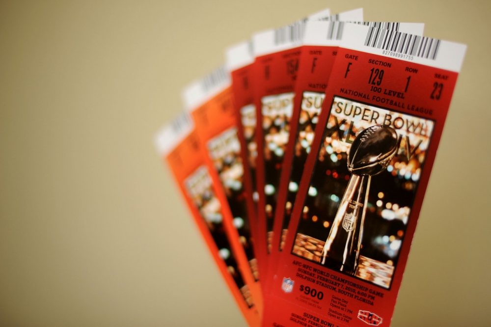 Tickets for Super Bowl XLIV are seen on February 5, 2010 in Miami Gardens, Florida. (Michael Heiman/Getty Images)