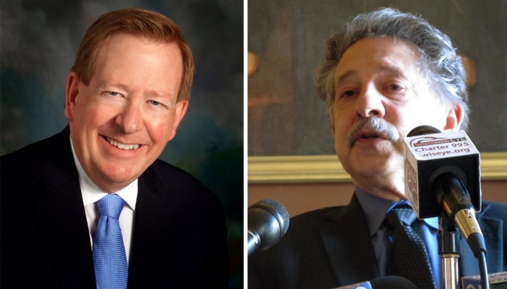 Jim Brainard, Republican mayor of Carmel, Indiana (left) and Paul Soglin, Democratic mayor of Madison, Wisconsin (right) would both like to see more cooperation between parties in Congress. (City of Carmel and AP)