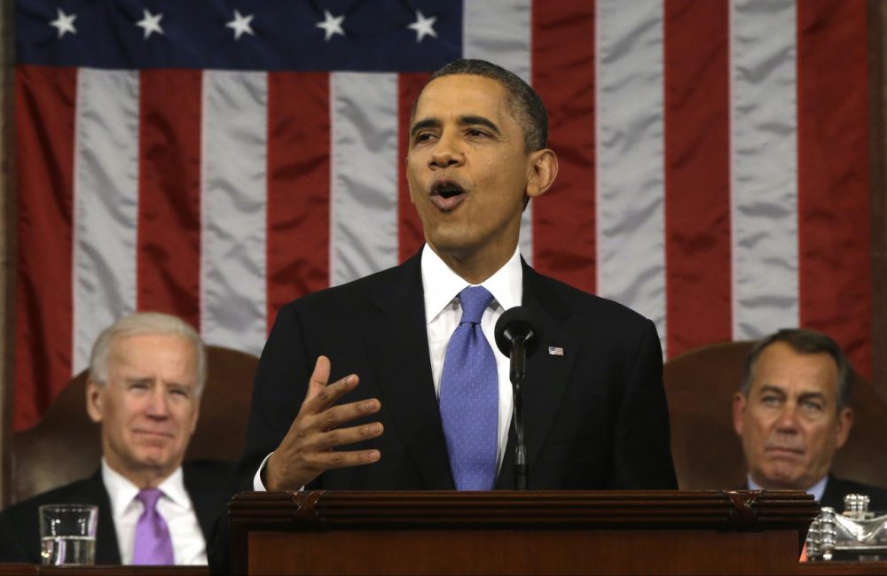 U.S. President Barack Obama delivers the State of the Union address before a joint session of Congress on Capitol Hill in Washington, Tuesday Feb. 12, 2013. (Charles Dharapak/AFP/Getty Images)