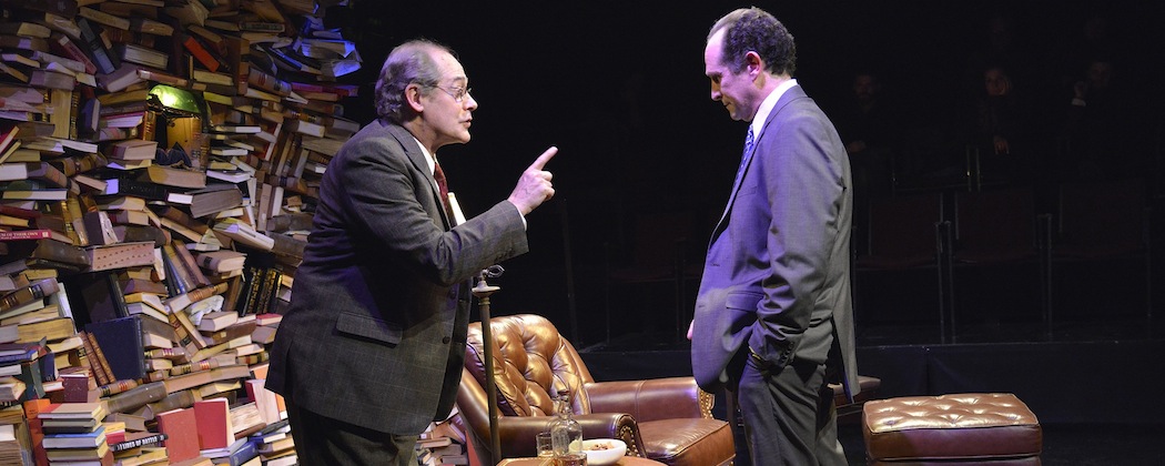 Joel Colodner and Jeremiah Kissel as Bernard Madoff in &quot;Imagining Madoff&quot; at the New Repertory Theatre. (Andrew Brilliant/Brilliant Pictures)