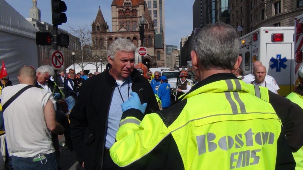 FEMA Deputy Administrator Rich Serino on the scene of the Boston Marathon minutes after the explosions on April 15, 2013 (FEMA/Robert Rose).