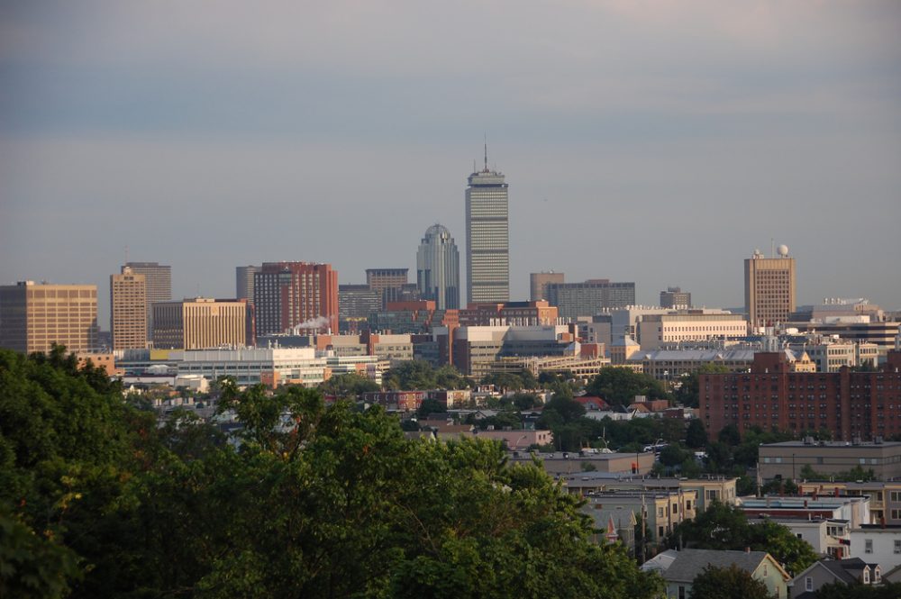 View of the Boston skyline from Somerville's Prospect Hill Park. (ekilby/Flickr)