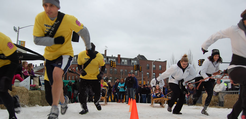 Human Dogsled Racing at the 2013 Lowell WinterFest. (Greg Cook)