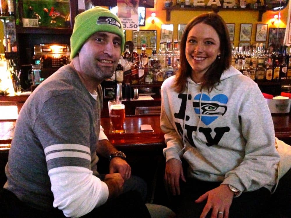 Seattle Fans Adam and Kelly Weber have found a home away from home to support their team. (Christine Laskowski/Only A Game)