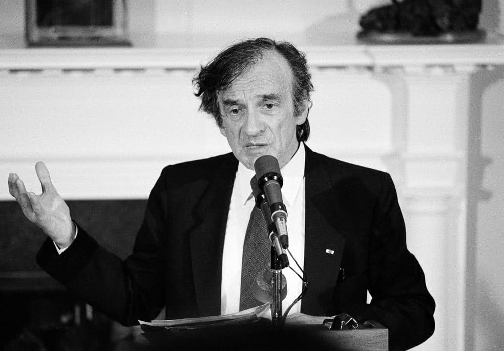 In a speech during a 1985 White House ceremony in which he was presented with the Congressional Gold Medal, Elie Wiesel pleaded with President Ronald Reagan to abandon a scheduled stop at a military cemetery during his coming visit to Germany. (AP)