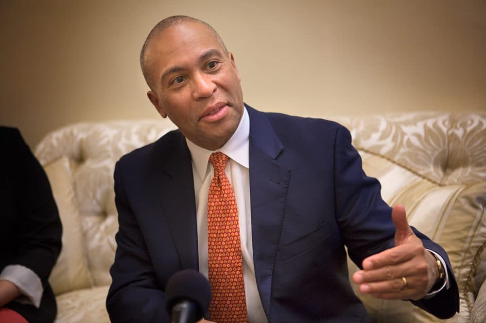 Deval Patrick speaks during a WBUR interview at the State House in 2014. (Jesse Costa/WBUR)