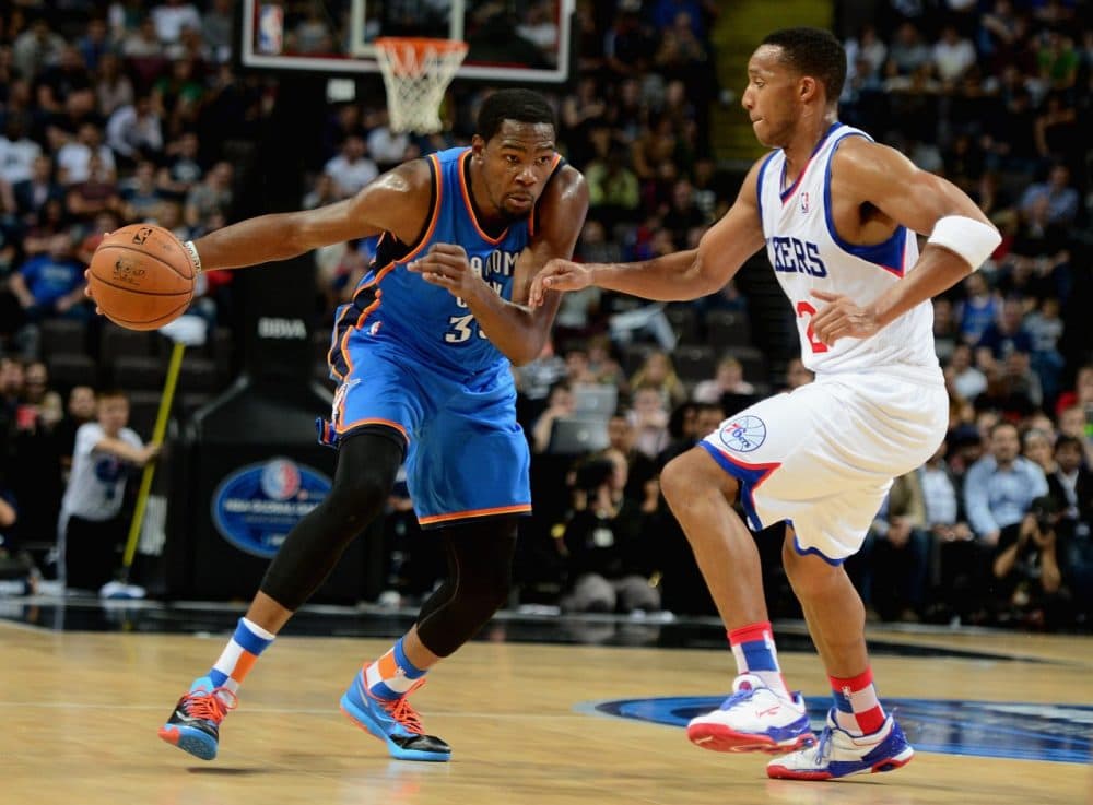 At the All-Star break, Kevin Durant is averaging an NBA-best 31.5 points per game. (Jamie McDonald/Getty Images)