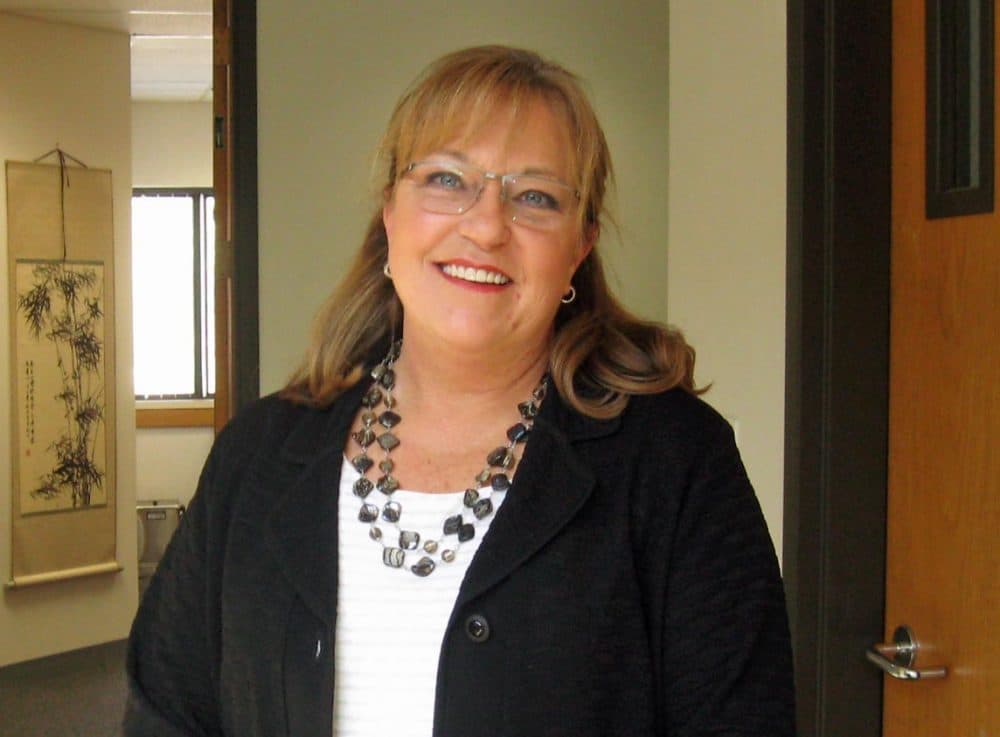 Susanne Greelish, 55, of Watertown, uses pot to treat chronic pain. (Lynn Jolicoeur/WBUR)