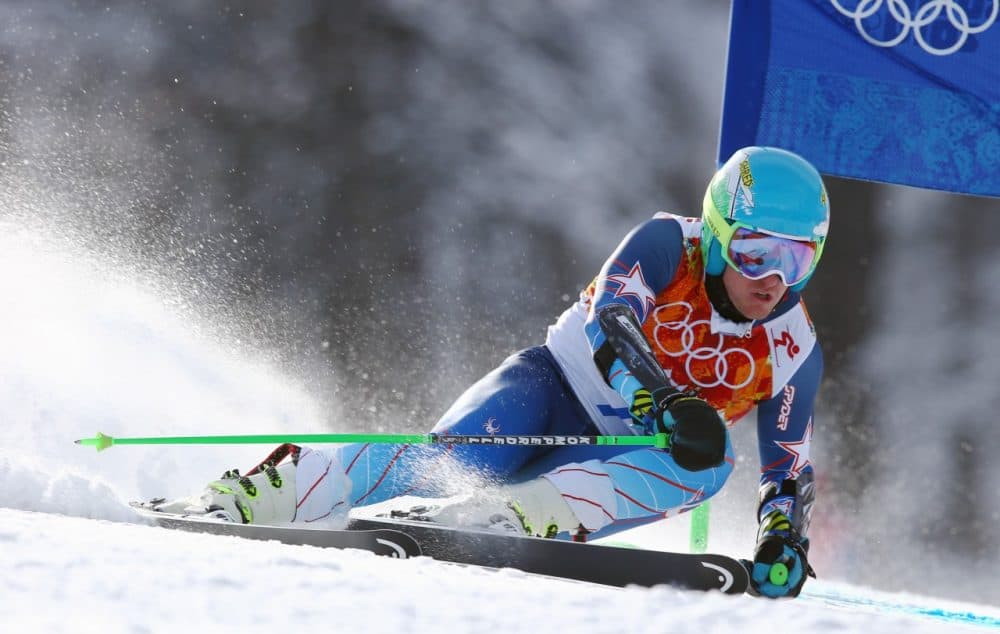 Gold medal winner Ted Ligety of the United States skis in the second run of the men's giant slalom the Sochi 2014 Winter Olympics, Wednesday, Feb. 19, 2014, in Krasnaya Polyana, Russia.(AP)