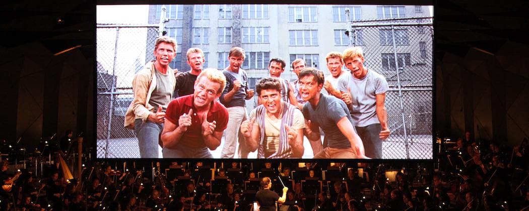 David Newman conducts the Boston Symphony Orchestra in sync with the movie version of &quot;West Side Story.&quot; (Hilary Scott)