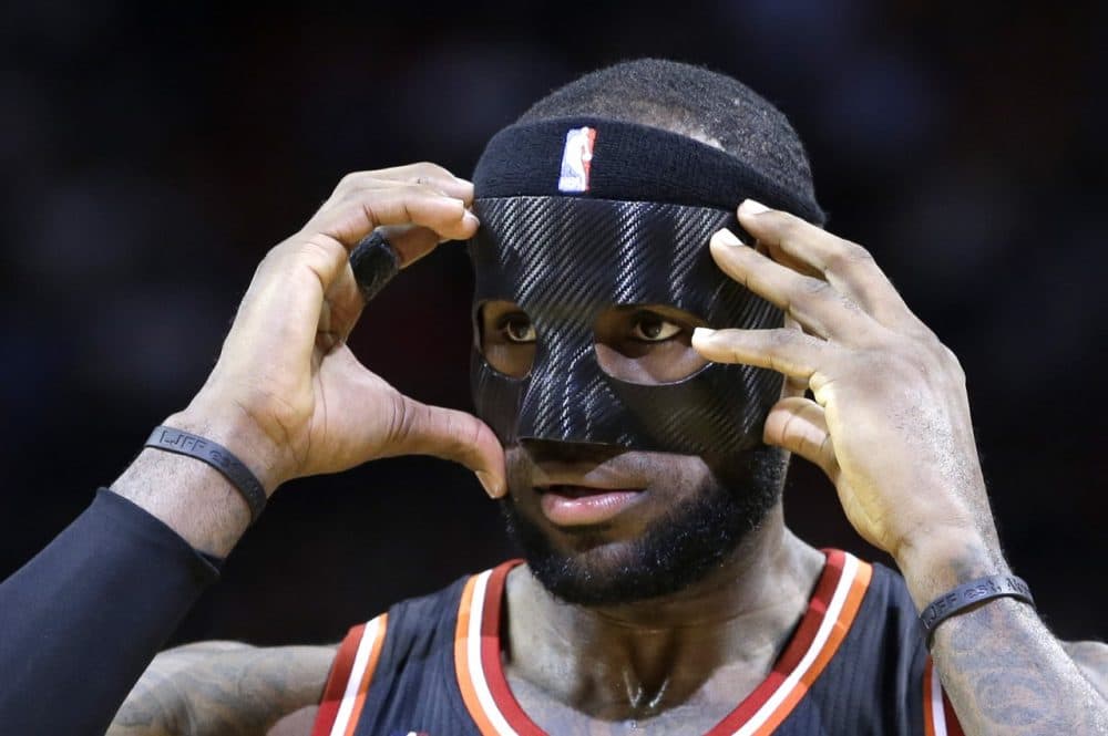 How many masks did LeBron decide between before settling on this Charlie Pierce approved facemask? (Alan Diaz/AP)