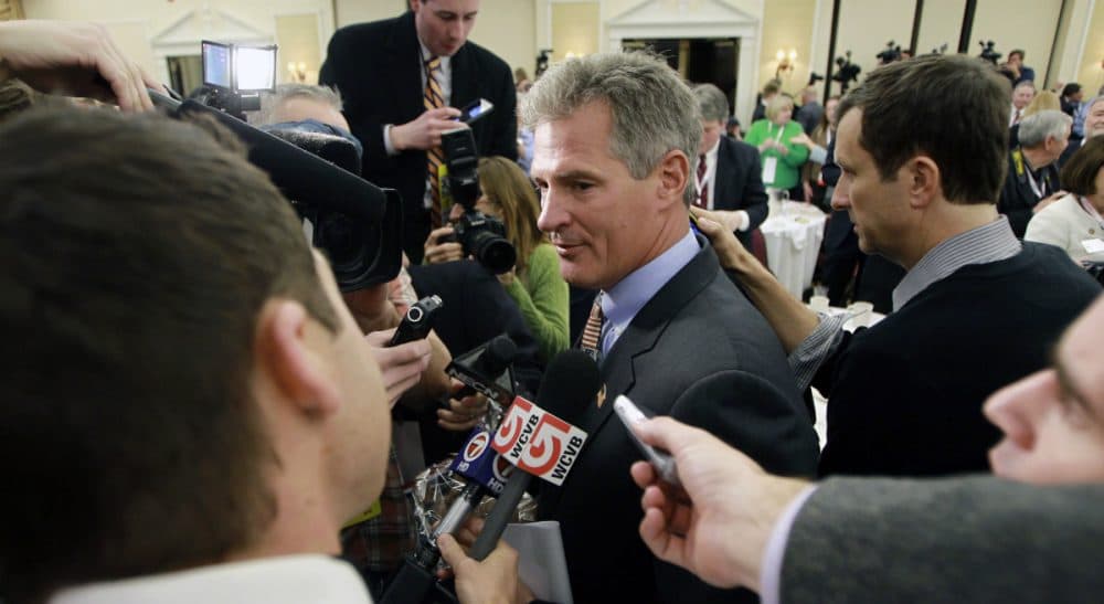 The former Massachusetts senator sets his sights on the granite state. But beyond his reflexive renunciation of “Obamacare,” what exactly does he stand for? In this photo, Brown is pictured after announcing plans to form an exploratory committee to enter New Hampshire's U.S. Senate race against Democratic Sen. Jeanne Shaheen, Friday, March 14, 2014 in Nashua, N.H. (Jim Cole/AP)