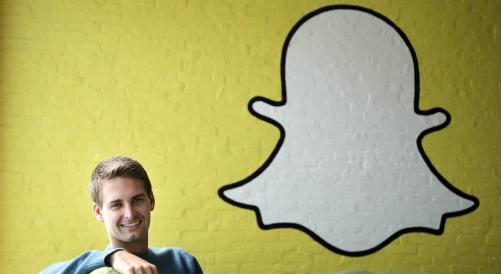 Snapchat CEO Evan Spiegel is pictured on Thursday, Oct. 24, 2013 in Los Angeles. Spiegel dropped out of Stanford  in 2012, three classes shy of graduation, to move back to his father's house and work on Snapchat. The fast-growing mobile app lets users send photos, videos and messages that disappear a few seconds after they are received. (AP)