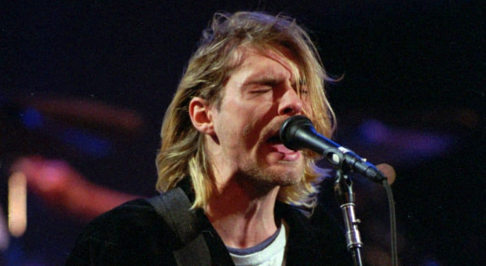 This Dec. 13, 1993 file photo shows Kurt Cobain of Nirvana performing in Seattle, Wash. (Robert Sorbo/AP)