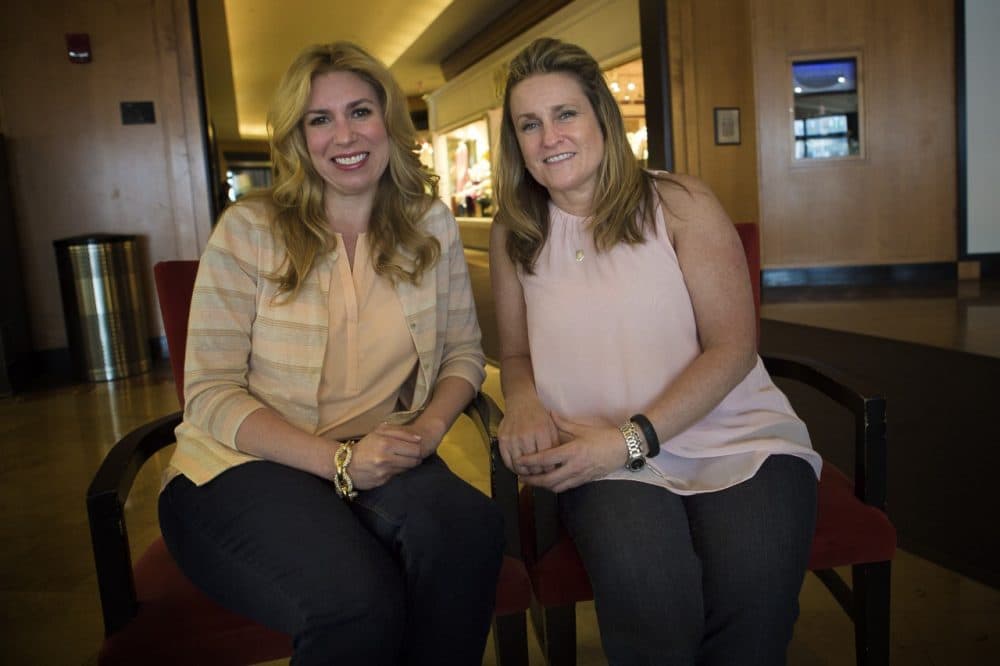 Heather Abbott (left) and Roseann Sdoia (right) developed a friendship after the bombing. (Jesse Costa/WBUR)