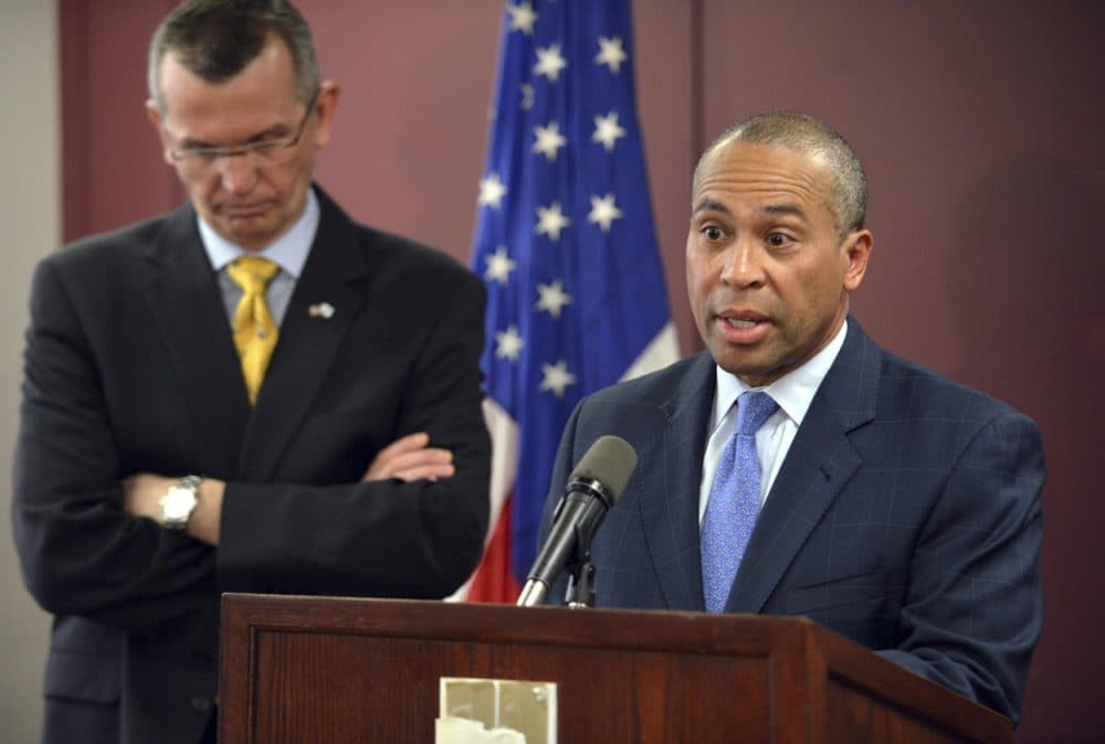Gov. Deval Patrick, who had earlier defended DCF chief Olga Roche, said it was clear now that Roche had the expertise to do her job but no longer had the support of the public or her staff. (Josh Reynolds/AP