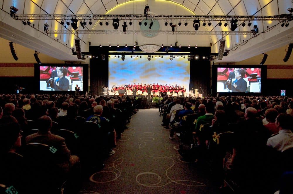 The Boston Pops Esplanade Orchestra plays at the start of the tribute at the Hynes Convention Center. (The Tribute Committee)
