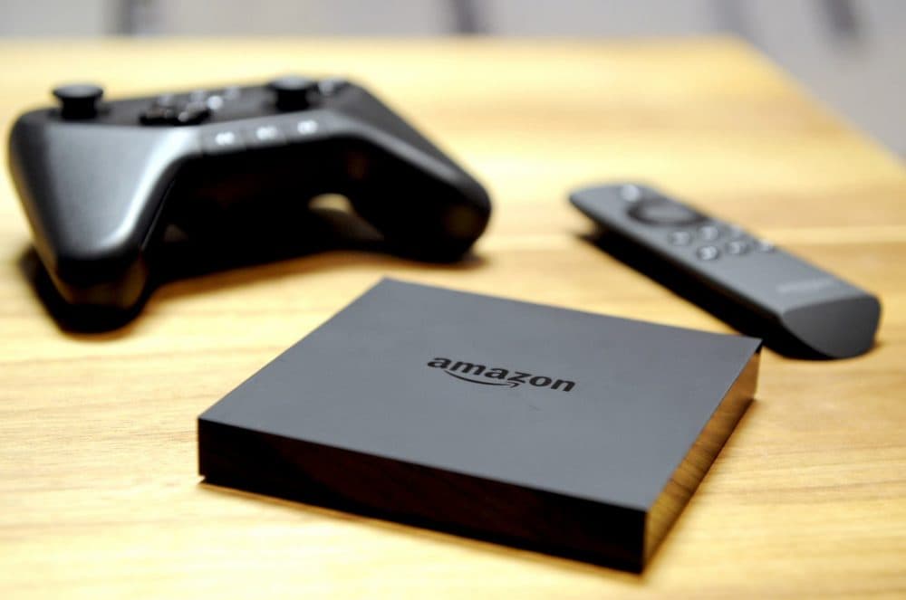 Amazon Fire TV is unveiled during a press conference in New York, Wednesday, April 2, 2014. At $99, Amazon Fire TV is the easiest way to watch Netflix, Prime Instant Video, Hulu Plus, WatchESPN, and more on your big-screen TV. (Photo by Diane Bondareff/Invision for Amazon/AP Images)