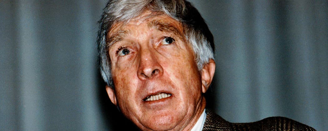 In this Oct. 23, 1990 file photo, author John Updike, speaks at a lecture at the Boston Public Library. (AP)