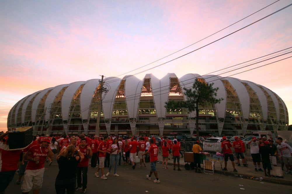 The Beira-Rio stadium is one of the buildings that has been completed, but many are disappointed with Rio's unfulfilled promises for the upcoming World Cup. (Lucas Uebel/AFP/Getty Images)