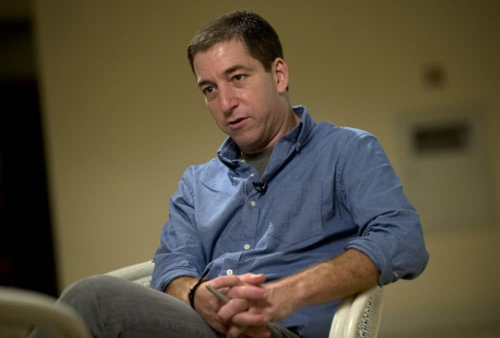  In this July 14, 2013 file photo, journalist Glenn Greenwald speaks during an interview with The Associated Press in Rio de Janeiro. Greenwald, the journalist most associated with the coverage of Edward Snowden's leak of phone and Internet surveillance by the National Security Agency, will be this year's recipient of the University of Georgia's McGill Medal for Journalistic Courage, the school announced Monday, March 31, 2014. (AP)