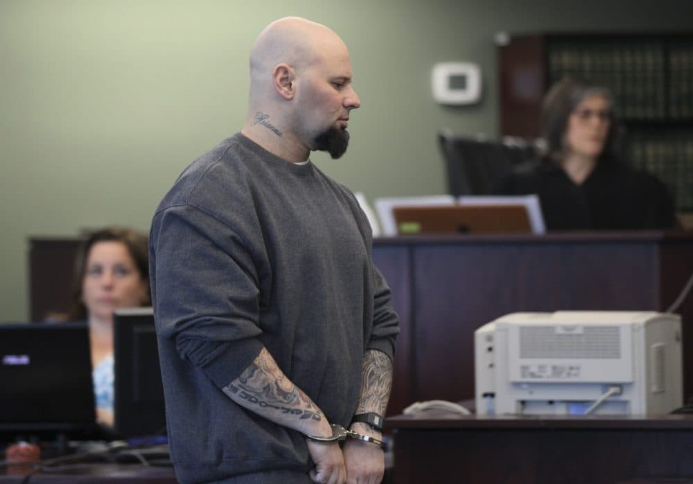 Jared Remy, son of Boston Red Sox baseball broadcaster Jerry Remy, walks into Middlesex Superior Court during a hearing Tuesday, May 27, 2014, in Woburn, Mass. Remy, 35, pleaded guilty to first-degree murder and other charges for stabbing his girlfriend Jennifer Martel to death in August 2013, and was immediately given the mandatory sentence of life in prison without parole. (AP)