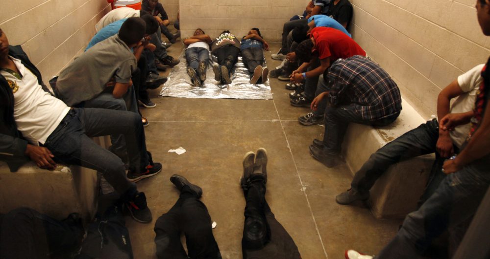 MCALLEN, TX. --TUESDAY, JULY 15, 2014 -- Immigrants who have been detained while crossing the border are held inside the McAllen Border Patrol Station in McAllen, Texas, Tuesday July 15, 2014. More than 350 detainees were being held on Tuesday, July 15, 2014, at the station. A solution for the growing crisis of tens of thousands of unaccompanied children showing up at the U.S.-Mexico border is looking increasingly elusive with three weeks left before Congress leaves Washington for an annual August recess. (AP)