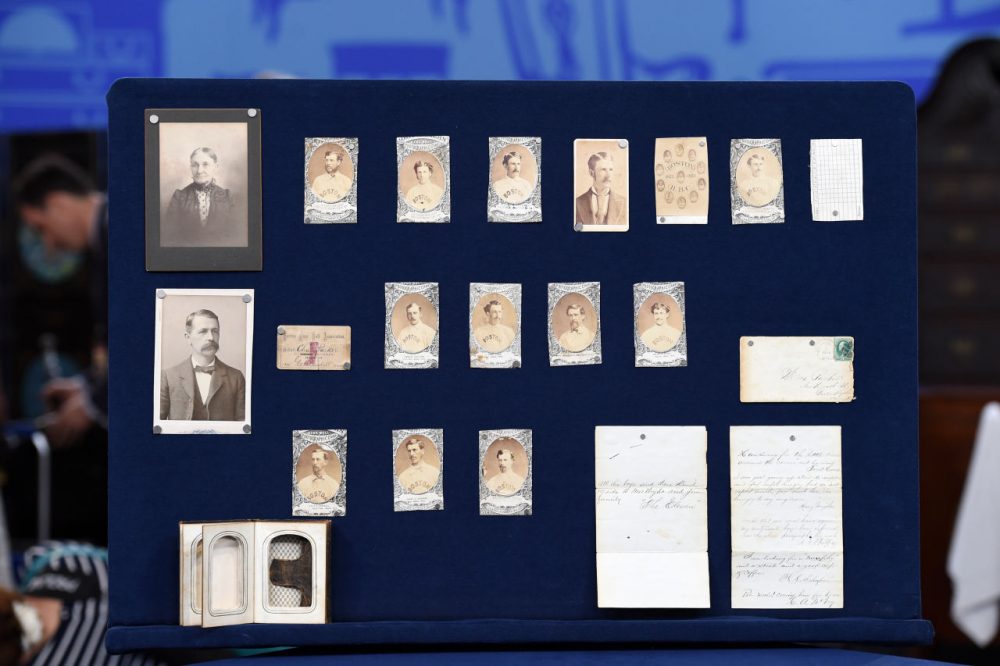 Items that are part of the largest collection of early Boston baseball memorabilia in the 19-year history of the program &quot;Antiques Roadshow&quot; in New York. (Leila Dunbar, Meredith Nierman/AP)