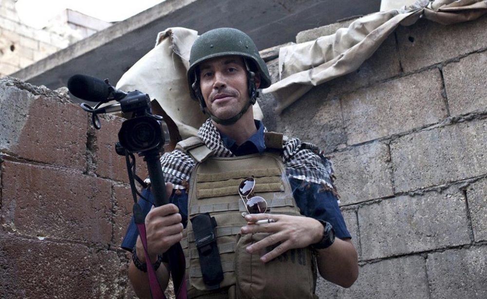 American freelance journalist James Foley is pictured in November 2012 while covering the civil war in Aleppo, Syria. (Nicole Tung/freejamesfoley.org via AP)