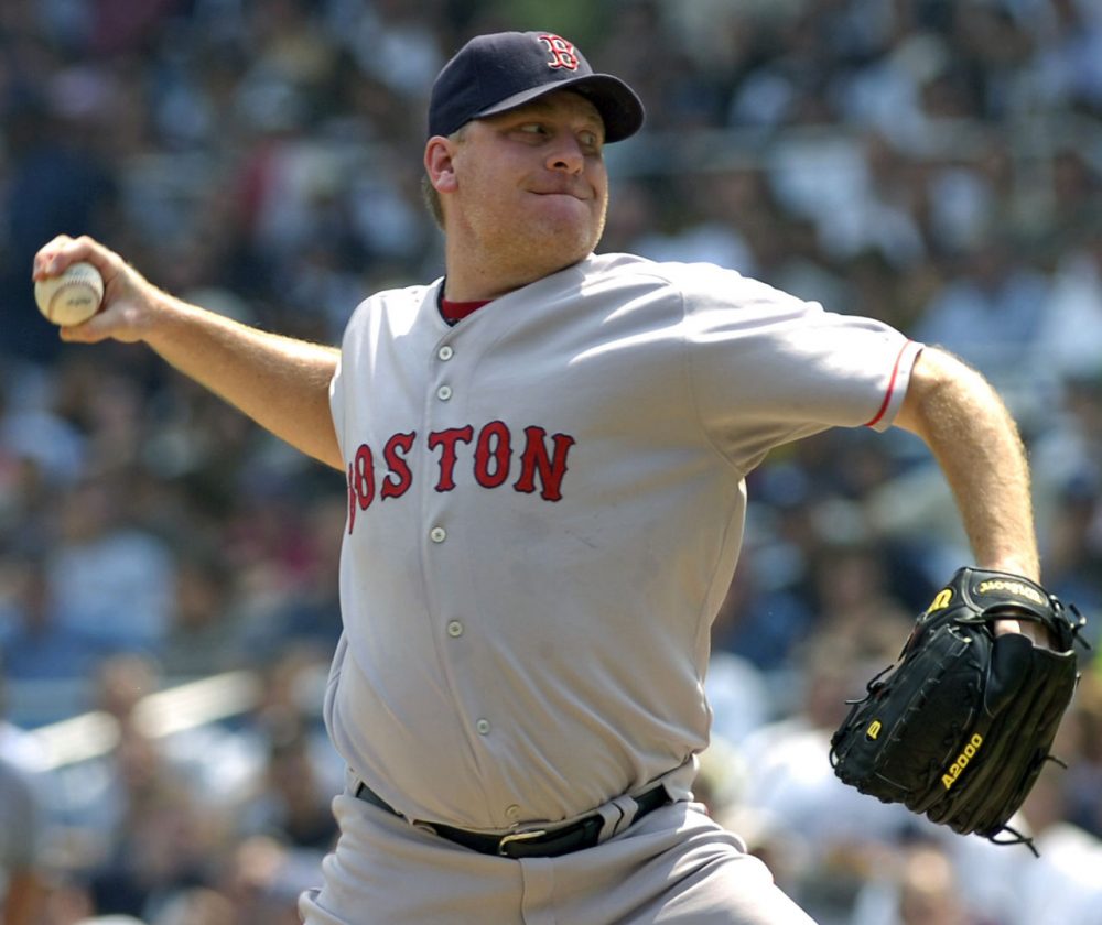 Boston Red Sox pitcher Curt Schilling delivers the ball during inning MLB baseball against the New York Yankees in 2007 at Yankee Stadium in New York. (Bill Kostroun/AP photo)