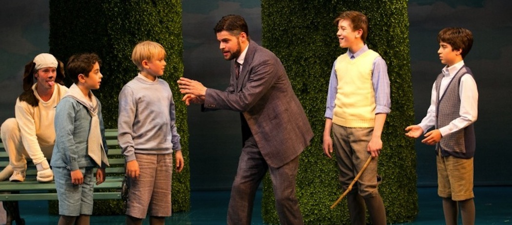 Jeremy Jordan as J.M. Barrie and the children (and dog) of &quot;Finding Neverland.&quot; (Evgenia Eliseeva)